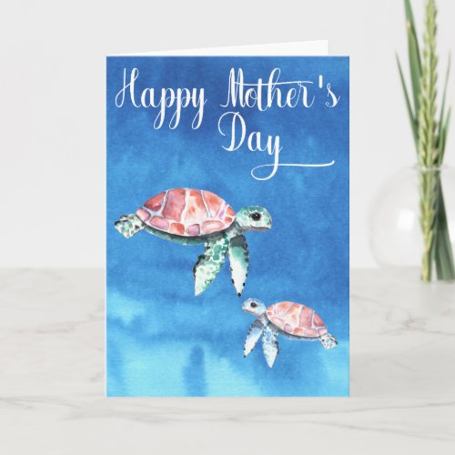 Watercolor Sea Turtles Happy Mothers day Card