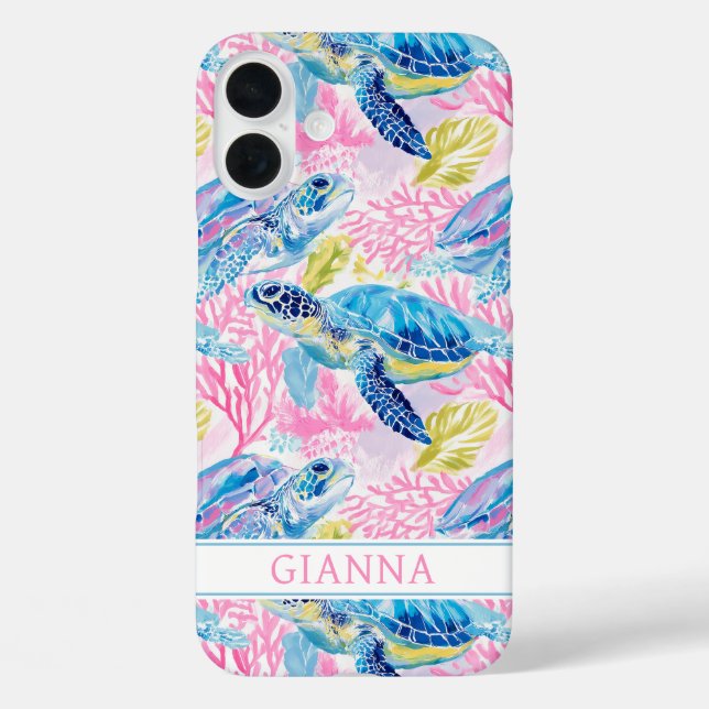 Watercolor Sea Turtles Monogrammed Case-Mate iPhone Case (Back)