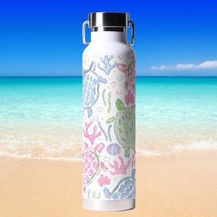 Watercolor Sea Turtles Ocean / Coastal Beach  Water Bottle