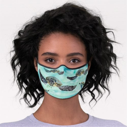 Watercolor Sea Turtles Ocean Swim Premium Face Mask