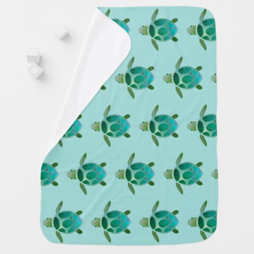 Watercolor Sea Turtles Pattern Baby Blanket