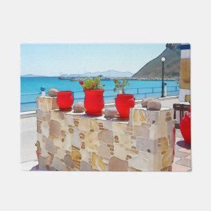 Watercolor sea view doormat