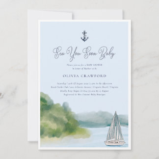 Watercolor Sea You Soon Baby Baby Shower Invitation