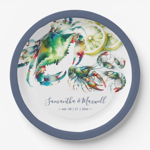 Watercolor Seafood Boil  Paper Plates