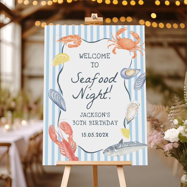 Watercolor Seafood Night Birthday Party  Foam Board (Creator Uploaded)