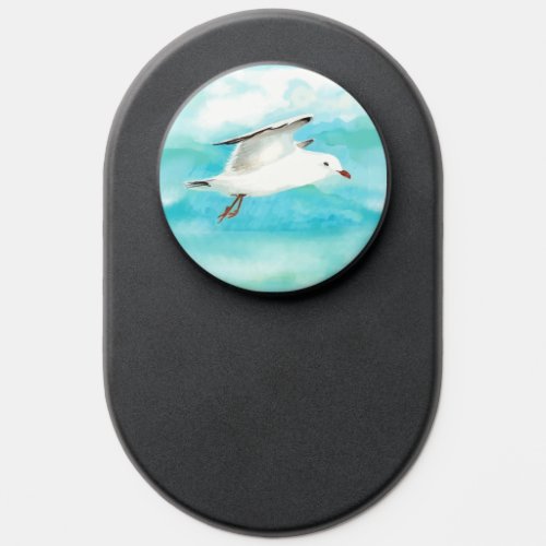 Watercolor Seagull Flying Bird Wildlife Nature Art PopSocket