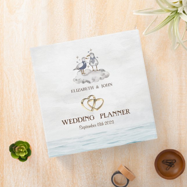 Watercolor Seagulls Beach 3 Ring Binder (In Situ)