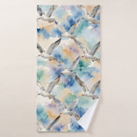 Watercolor Seagulls Seamless Pattern Coastal Home