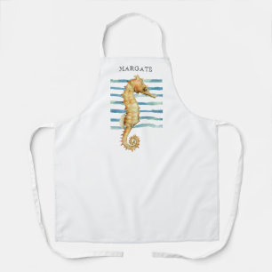 Watercolor Seahorse Beach Coastal MARGATE  Apron