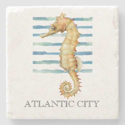 Watercolor Seahorse Beach Coastal  Stone Coaster