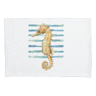 WATERCOLOR SEAHORSE, BEACH, PILLOW CASE