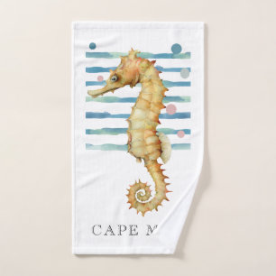 WATERCOLOR SEAHORSE, BEACH TOWN, CAPE MAY HAND TOWEL