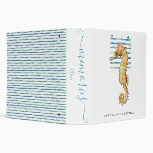 WATERCOLOR SEAHORSE BEACH TOWN CAPE MAY Memories 3 Ring Binder