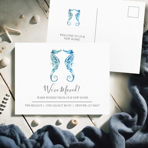 Watercolor Seahorse Change of Address Postcards