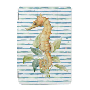 Watercolor SEAHORSE -Coastal, Beach Nautical iPad Mini Cover