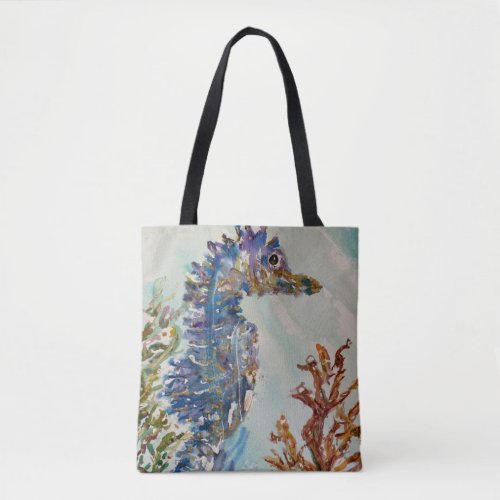 Watercolor Seahorse Double_sided Tote