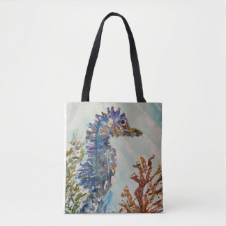 Watercolor Seahorse Double-sided Tote