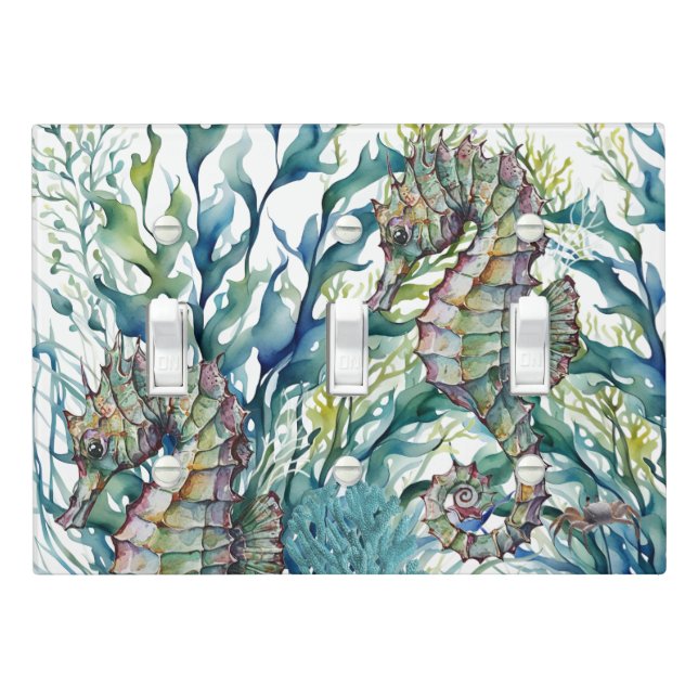 Watercolor Seahorse Light Switch Cover (In Situ)
