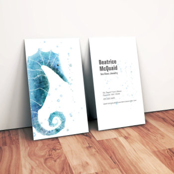 Watercolor Seahorse Nautical Business Card by ThePlayfulPixel at Zazzle