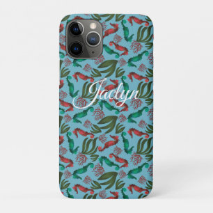 Watercolor Seahorse Nautical Personalized iPhone 11 Pro Case