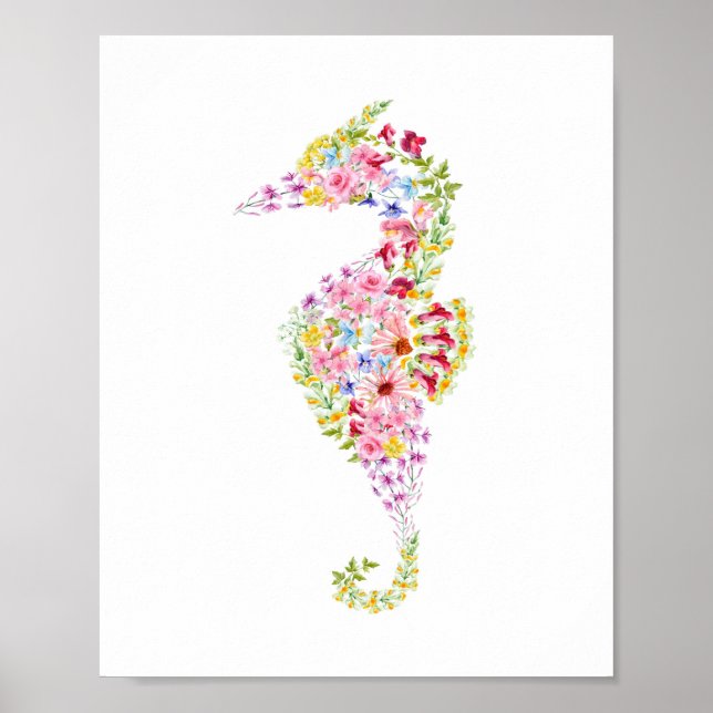 Watercolor Seahorse Nursery Poster (Front)