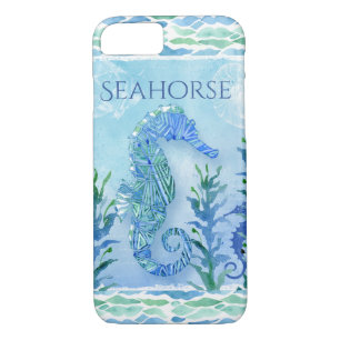 Watercolor Seahorse Ocean Beach Modern Geometric iPhone 8/7 Case