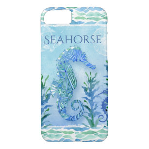 Watercolor Seahorse Ocean Beach Modern Geometric iPhone 8/7 Case
