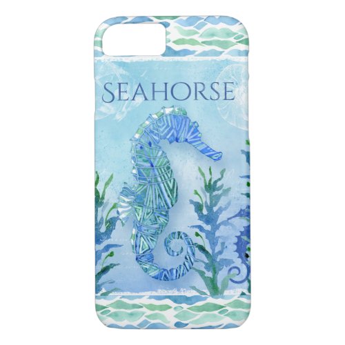 Watercolor Seahorse Ocean Beach Modern Geometric iPhone 87 Case