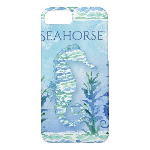 Watercolor Seahorse Ocean Sea Modern Beach Art iPhone 87 Case