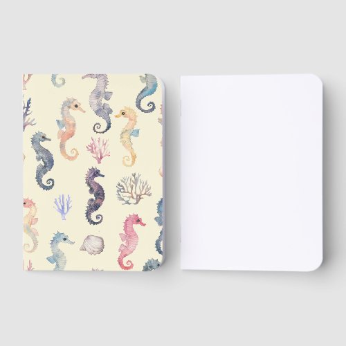 Watercolor Seahorse Pattern Coastal Nursery Ocean  Foil Vow Books