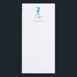 Watercolor Seahorse Personalized Stationery Magnetic Notepad<br><div class="desc">Simple and cute, this personalized stationery notepad features your name or monogram with a blue seahorse and starfish in my original hand painted watercolor art. Perfect wedding thank you, sending messages for friends or for sea horse lovers. Makes a great stocking stuffer gift. To see more watercolor stationery by Victoria...</div>