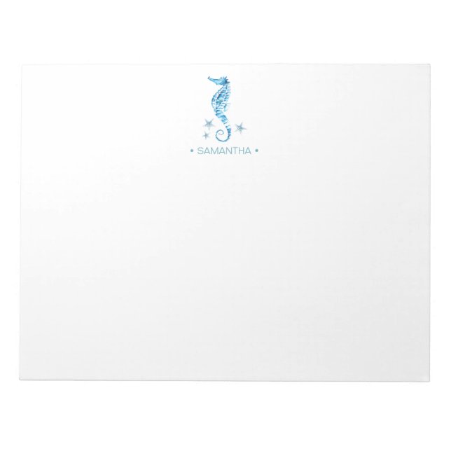 Watercolor Seahorse Personalized Stationery Notepad (Front)