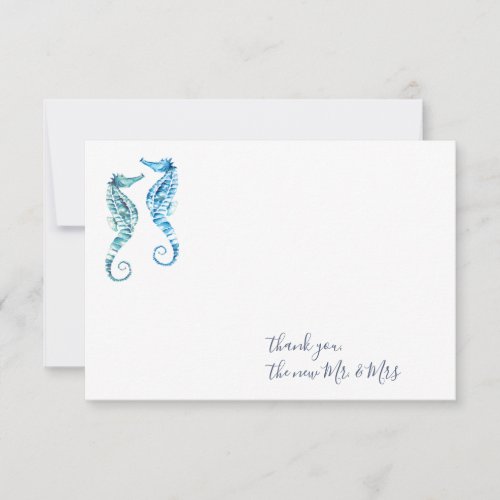 Watercolor Seahorse Thank You Stationery Note Card