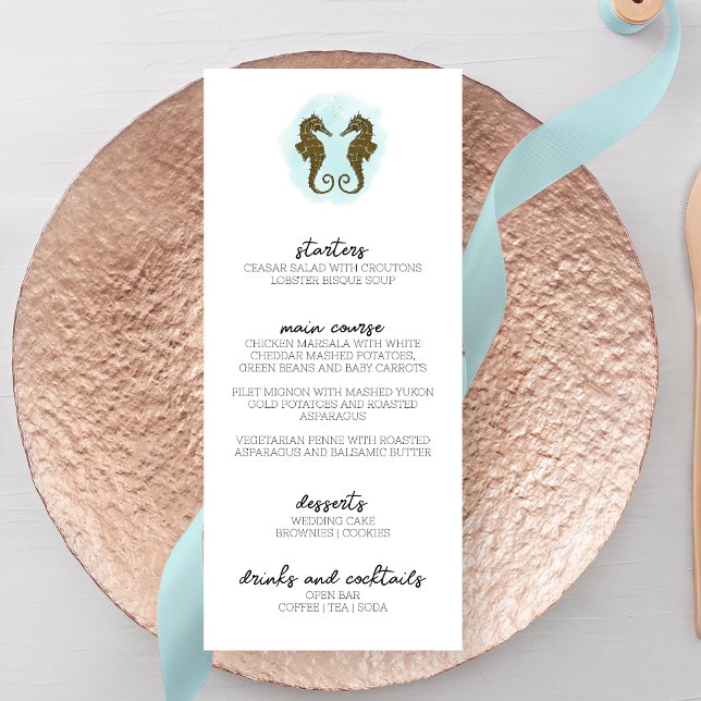 Watercolor Seahorse Wedding Menu (Creator Uploaded)