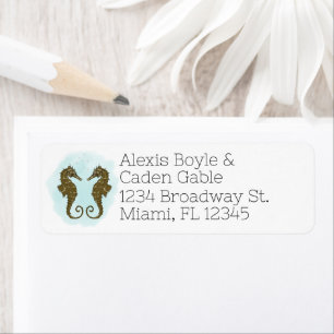 Watercolor Seahorse Wedding Return Address Labels