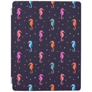 Watercolor Seahorses on Navy Blue Pattern iPad Smart Cover