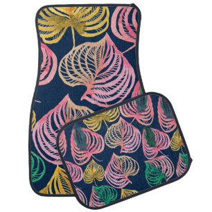 Watercolor seamless floral pattern grass branches car floor mat