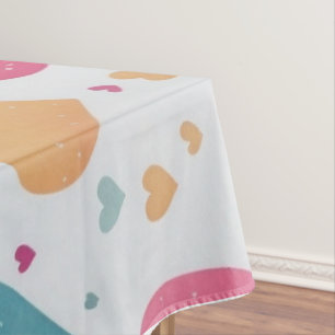 Watercolor seamless heart pattern tablecloth
