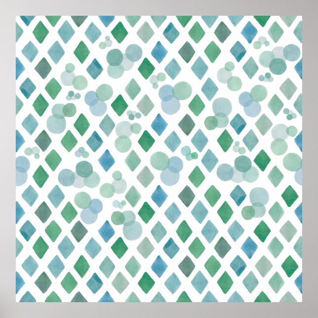 Watercolor seamless on a white background with an  poster (Front)