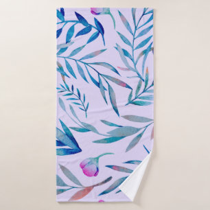 Watercolor seamless pattern. Botanical ornament. L Bath Towel