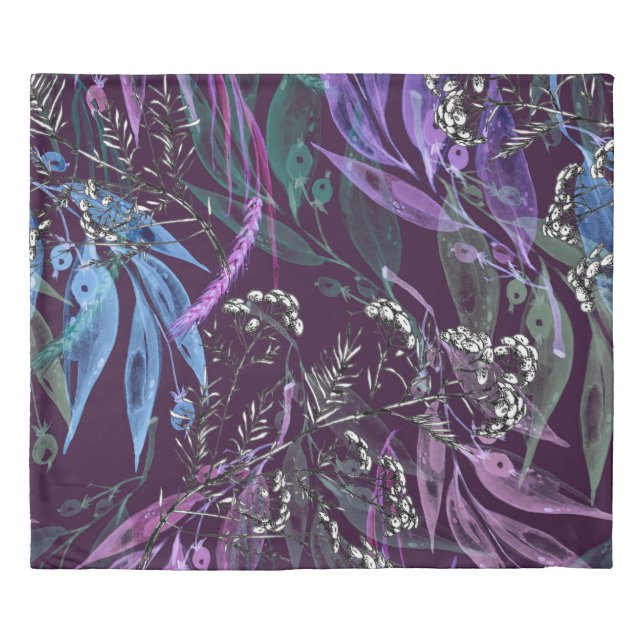 Watercolor seamless pattern. Branch with berry Wat Duvet Cover (Front)