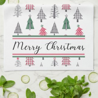 Watercolor Seamless Pattern Buffalo Christmas Tree