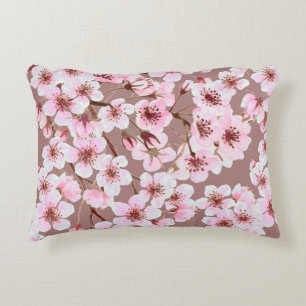 Watercolor seamless pattern made of cherry blossom accent pillow