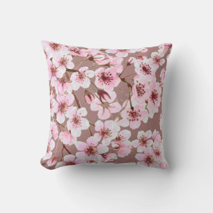Watercolor seamless pattern made of cherry blossom throw pillow