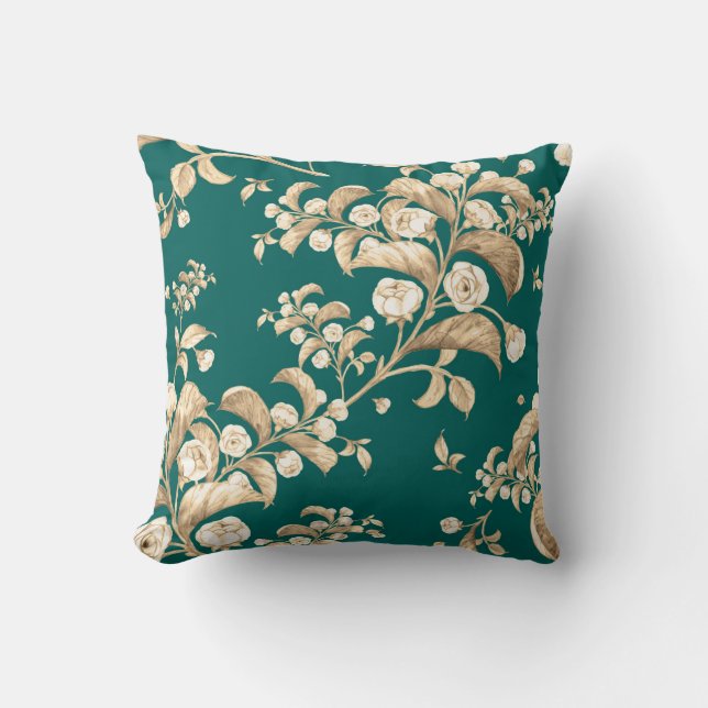 Watercolor seamless pattern of flowering branches, throw pillow (Front)