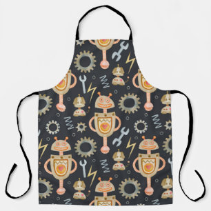 Watercolor seamless pattern robots apron