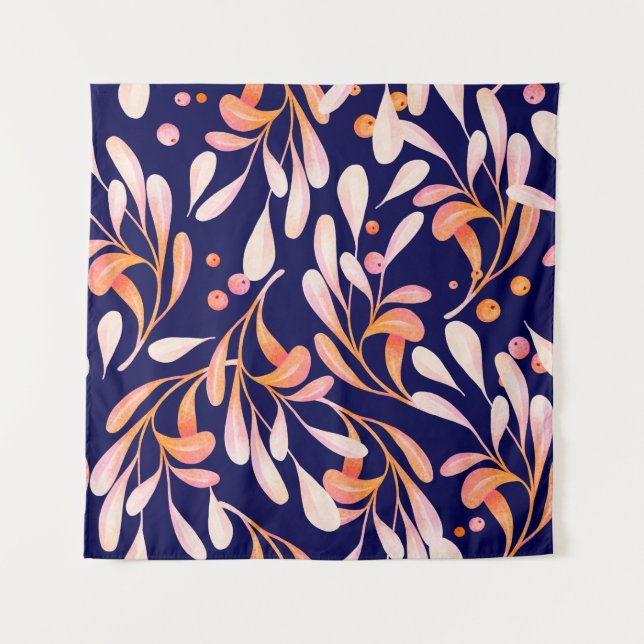 Watercolor seamless pattern. Rustic botanical dark Tapestry (Front)