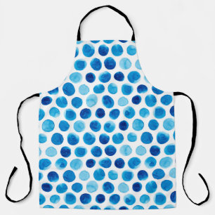 Watercolor seamless pattern with blue polka dots apron