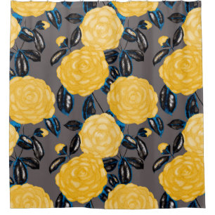 Watercolor seamless pattern with camellia flowers. shower curtain