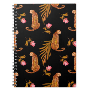 Watercolor seamless pattern with cheetahs notebook
